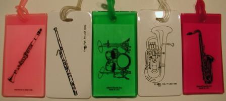 Clarinet, Basoon, Drumset, Horn, and Saxaphone Luggage Tags